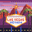 Pixel-art Las Vegas sign below red sandstone